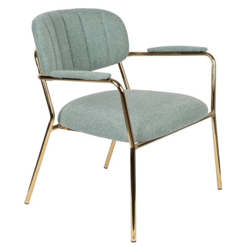 Fauteuil Lounge Jolien - vert eau/Laiton