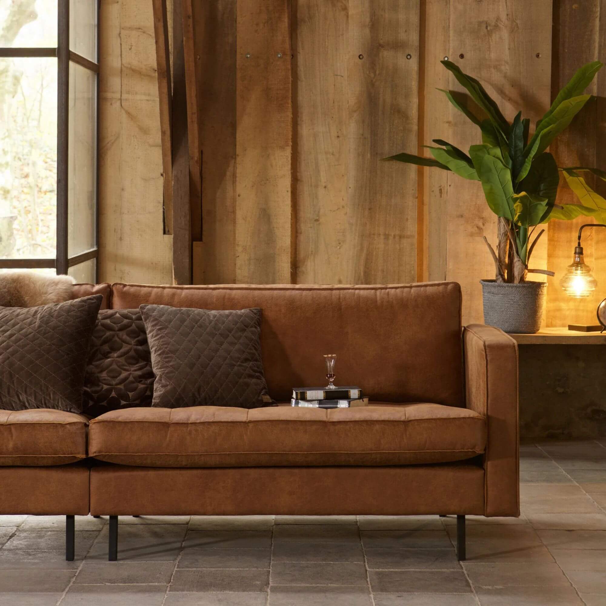 canapé cooper 3 places matelassé - l 230 cm - cognac 2 canapé cooper 3 places matelassé - l 230 cm - cognac – image 2
