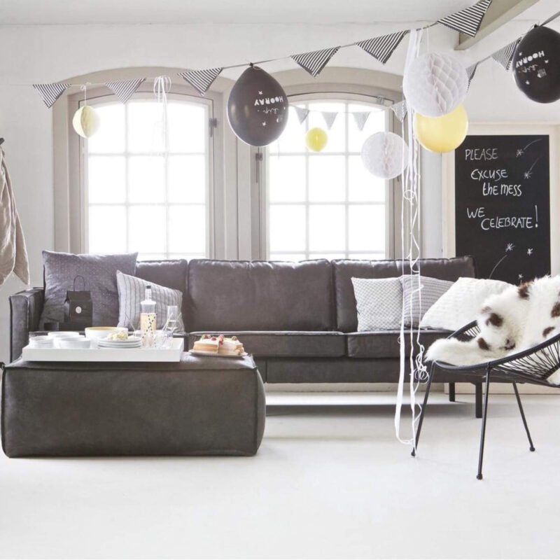 Grand pouf Cooper vintage - Noir/gris anthracite - 120 cm – Image 4
