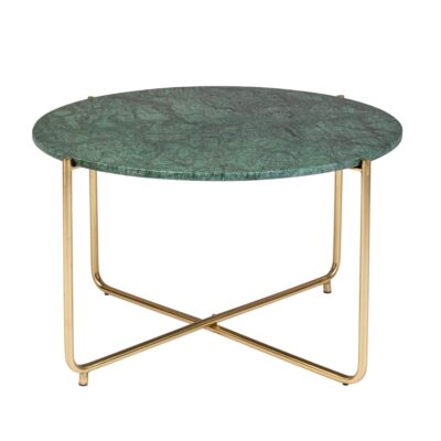 Table basse shiny laiton marbre vert