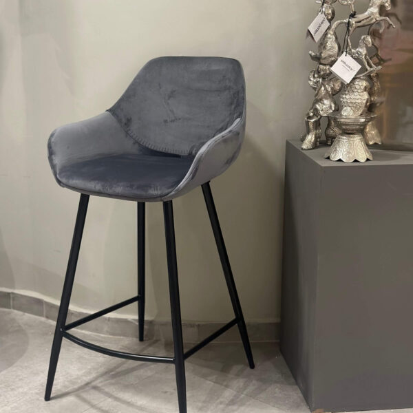 Tabouret de Comptoir Linda - Assise H 65 cm - Velours gris