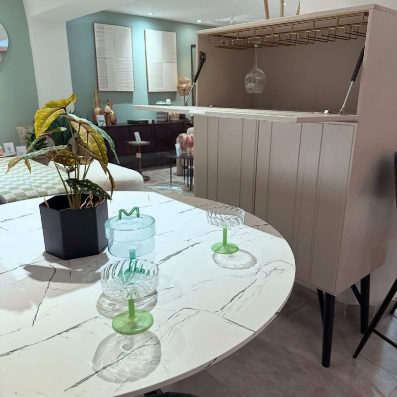 table à manger bruno - ø 120 cm - effet marbre blanc – image 2