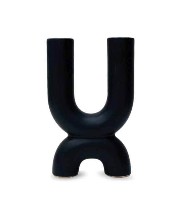 Bougeoir Duo - Noir - L 11,2 x H 17,2 cm