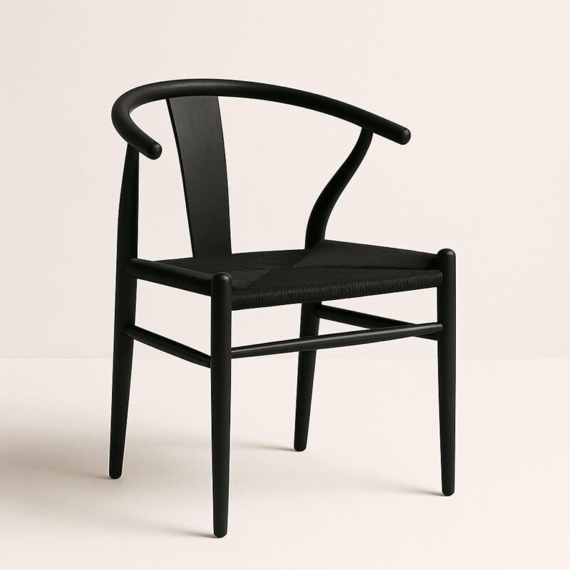 chaise hans - métal & rotin noir