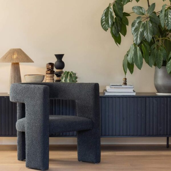 Fauteuil Tiwa - Bouclette - Gris anthracite