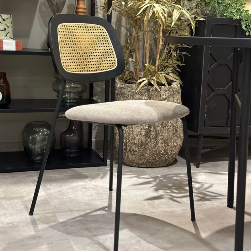 chaise lucy - taupe/gris - cannage
