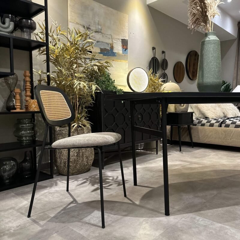 chaise lucy - taupe/gris - cannage – image 2