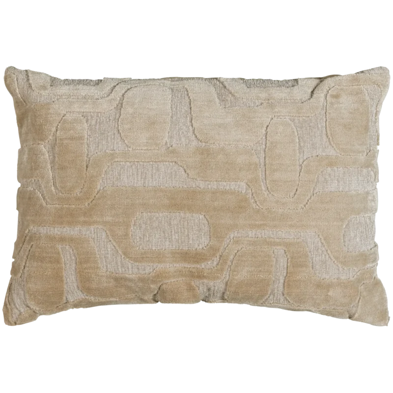 Coussin Décoratif Yago en Viscose Naturel 40x60cm - Série Abstract Aztec