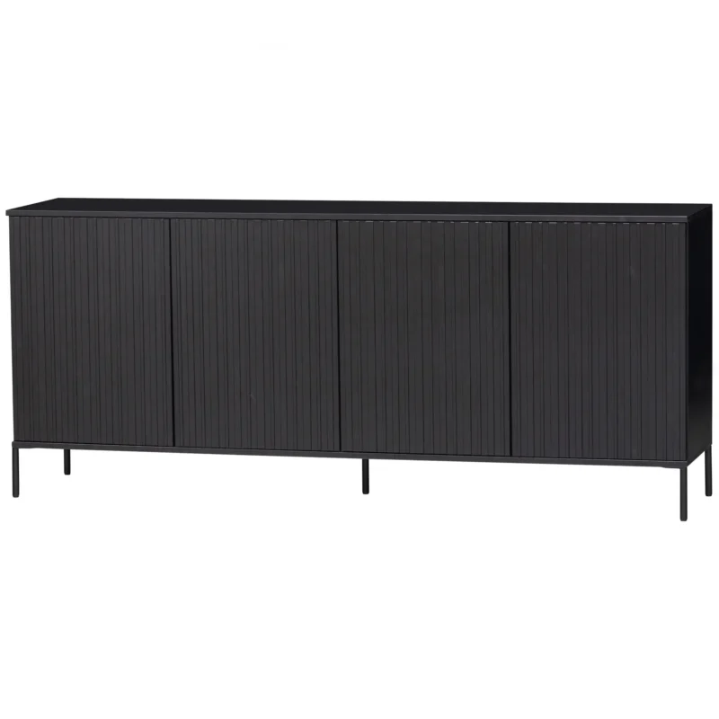 buffet gravure - l 200 x h 85 cm - bois de pin noir – image 6