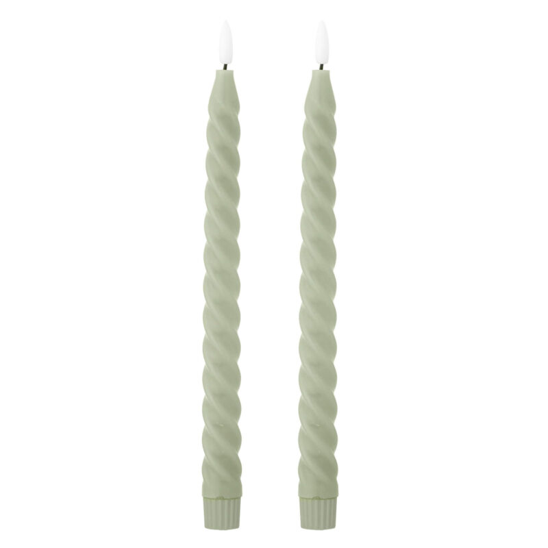 Pack de 2 bougies Led Mint - H 28,5 x Ø 2,2 cm