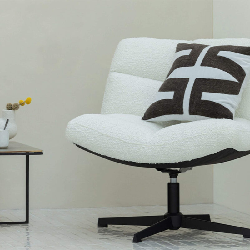 Fauteuil pivotant Vinny - Bouclette blanche – Image 4