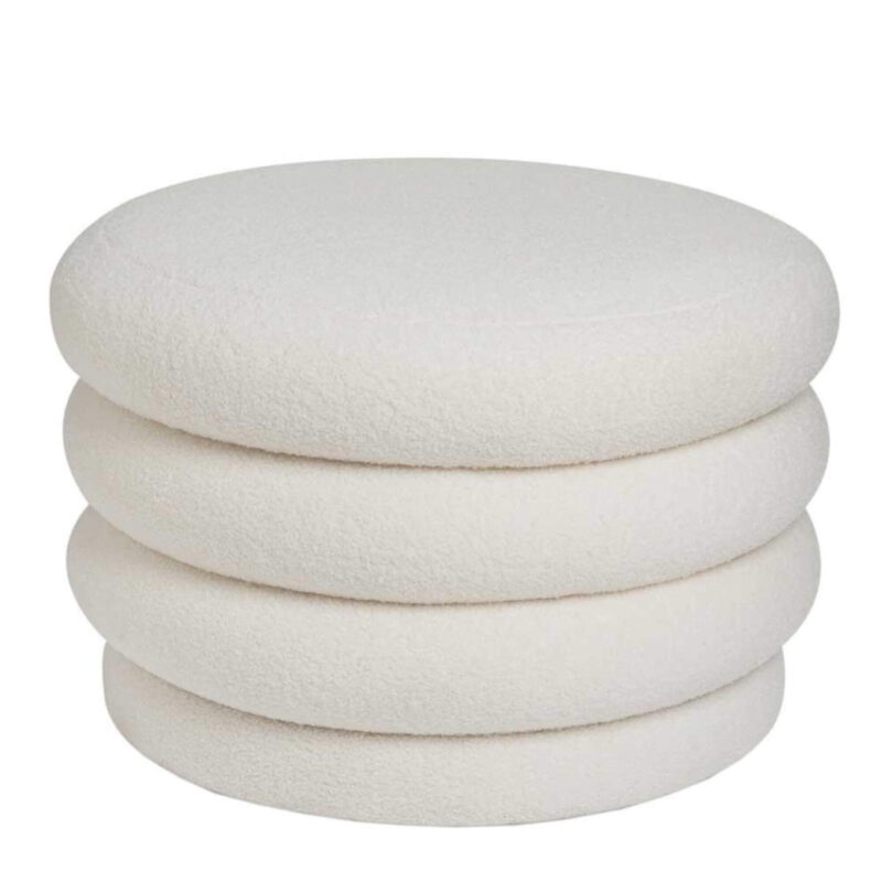 Pouf Stockage Bouclé - Ø 60 x H 41 cm