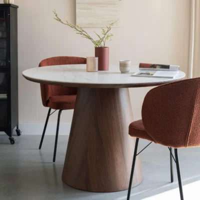 Table à Manger Almira - Noyer/Ceramique - Ø 115 cm