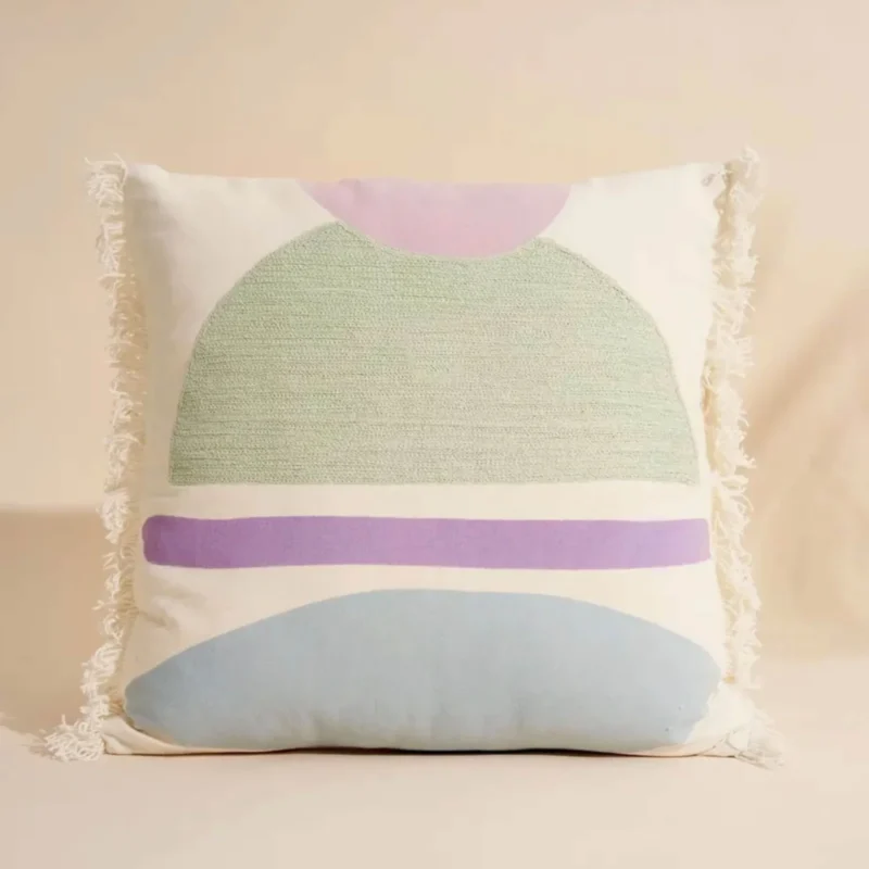 Coussin Haoni - Lilas/Vert - 45 x 45 cm