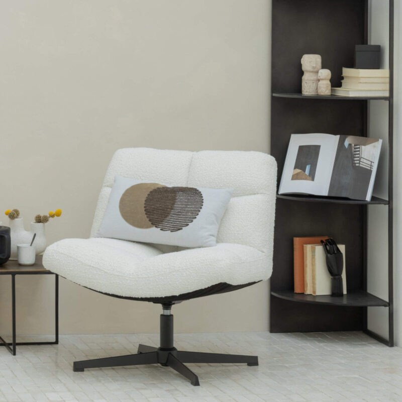 Fauteuil pivotant Vinny - Bouclette blanche – Image 2