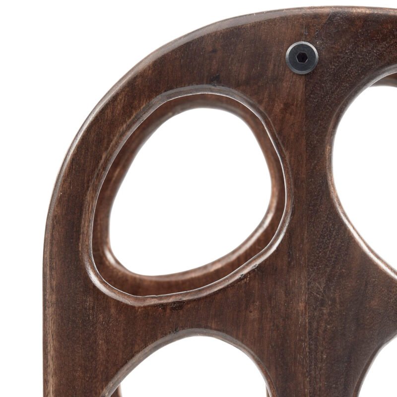 porte-bouteilles suvi en bois de manguier noyer, au design organique pouvant accueillir 10 bouteilles de vin.