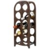 Porte-bouteilles Suvi en bois de manguier noyer, au design organique pouvant accueillir 10 bouteilles de vin.