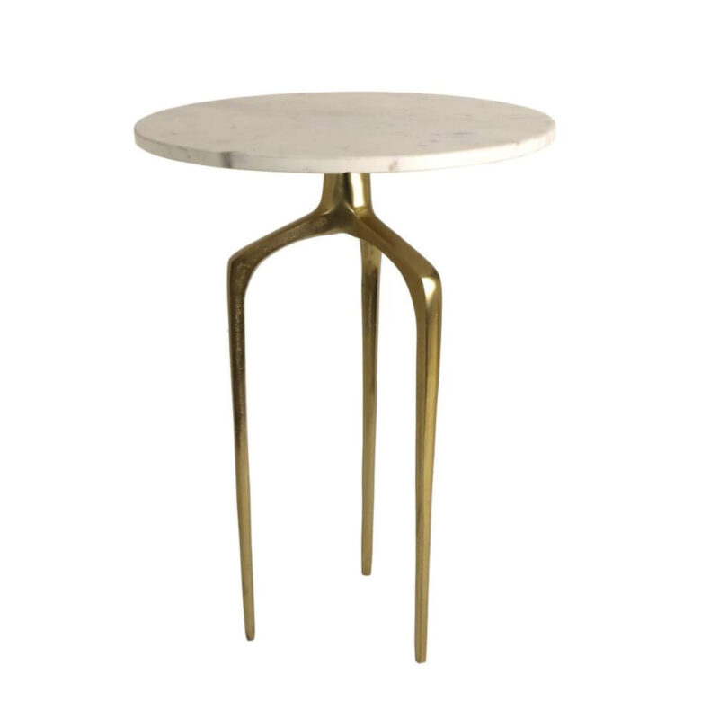 Table d'appoint Moskito - Laiton/Marbre blanc - Ø 37 x H 55 cm