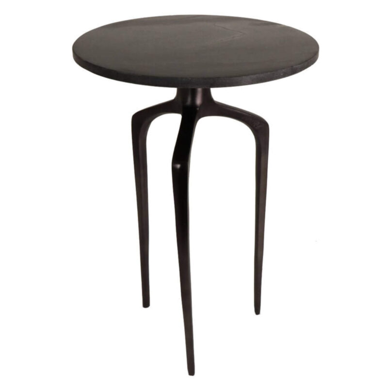 Table d'appoint Moskito - Noir/Marbre gris - Ø 44 x H 64 cm