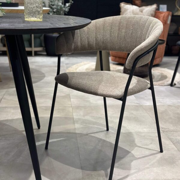 Chaise Jojo - Toile - Taupe/Noir