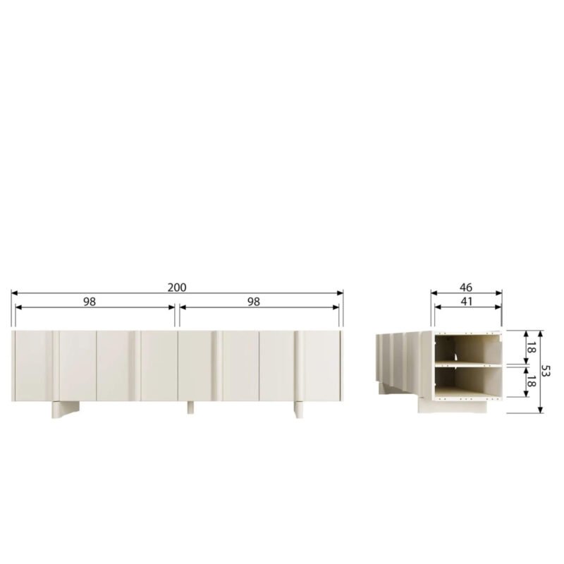 meuble tv basu - l 200 x h 53 cm - dust – image 19