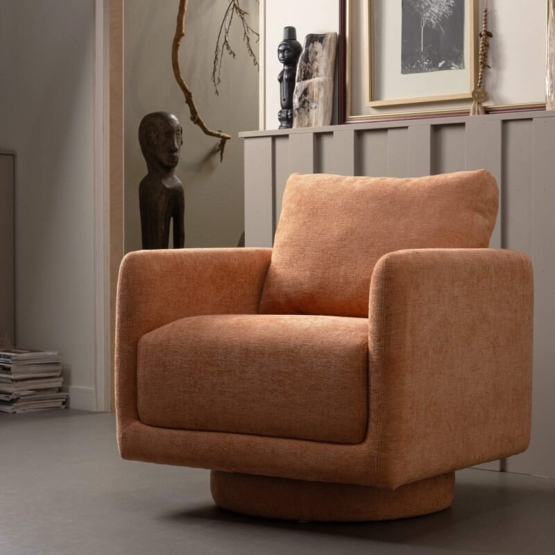 fauteuil lounge pivotant oscar - saumon – image 2