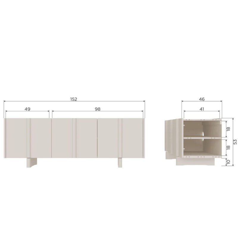 meuble tv basu - l 152 x h 53 cm - dust – image 19