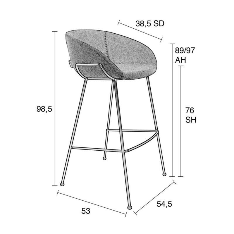 tabouret de bar feston - cognac – image 10