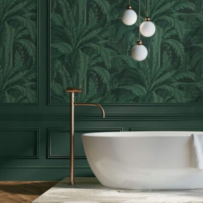 papier-peint musa - 10 x 0,53 m - fond vert