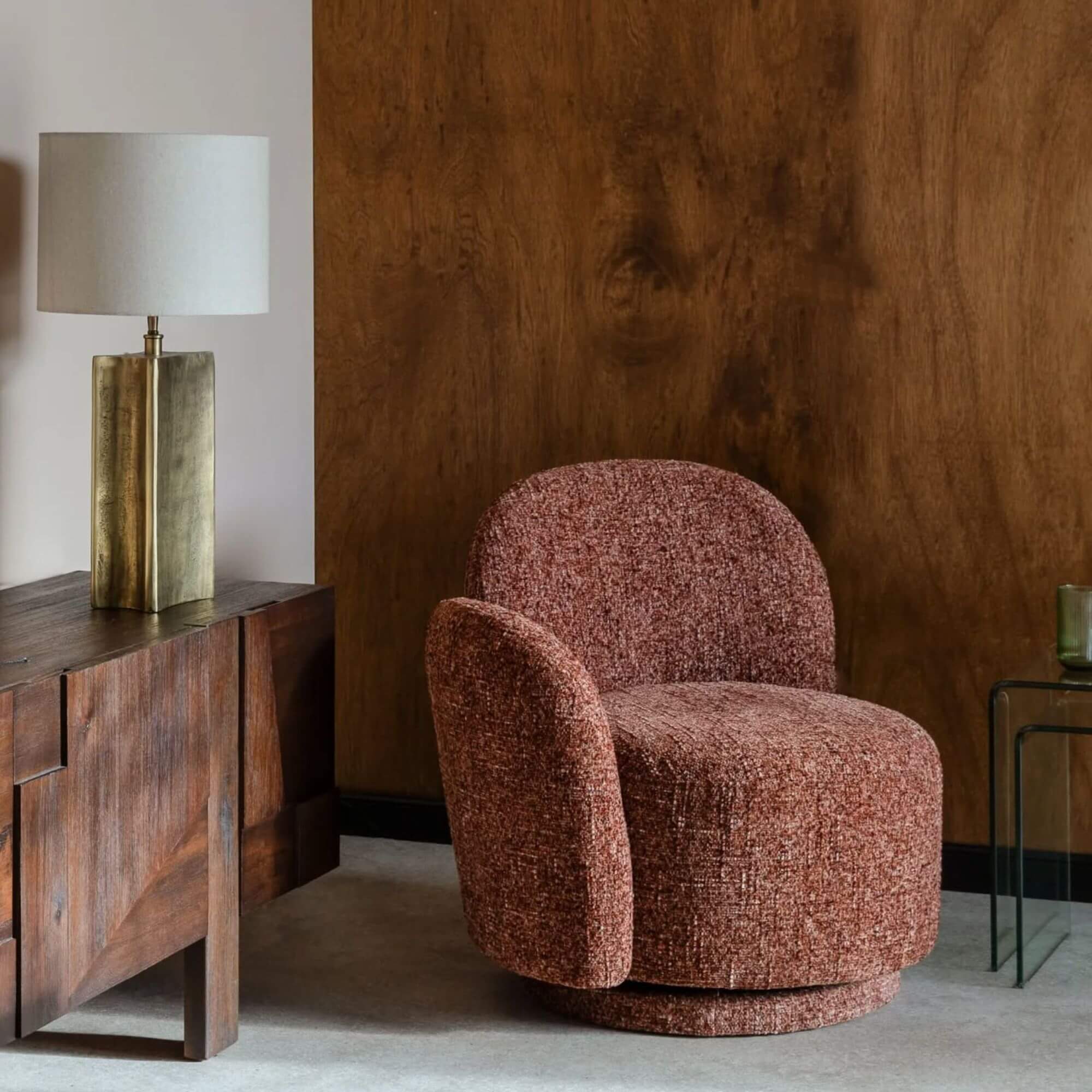 fauteuil lounge rose - pivotant - red 2 fauteuil lounge rose - pivotant - red – image 2