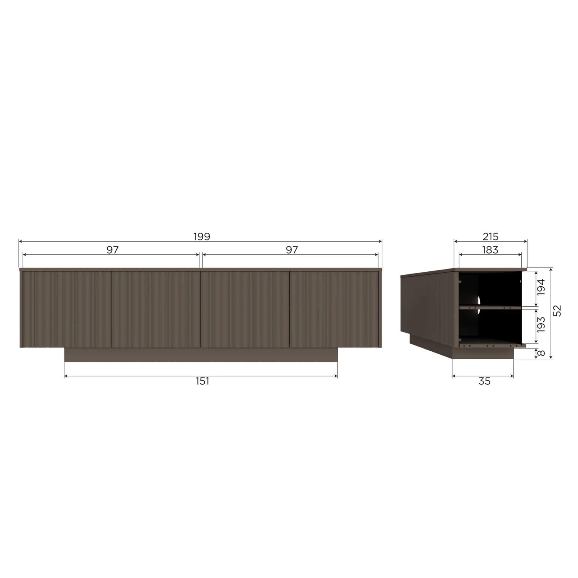 meuble tv nova - l 200 x h 52 cm - pin 8 meuble tv nova - l 200 x h 52 cm - pin – image 8