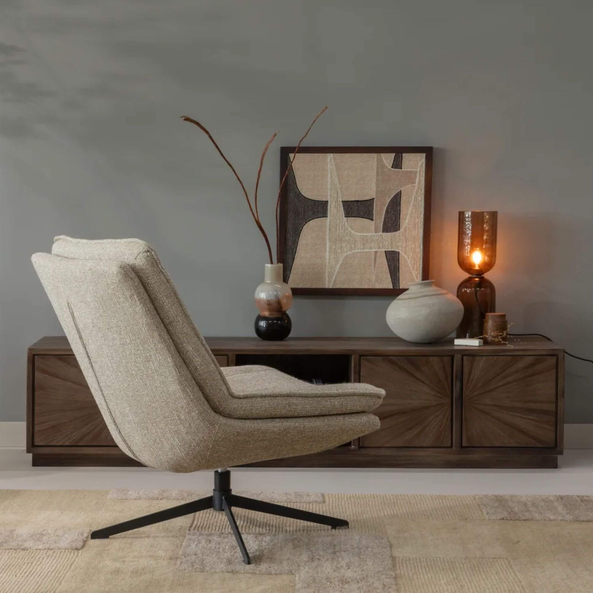 fauteuil pivotant milaro - beige 2 fauteuil pivotant milaro - beige – image 2