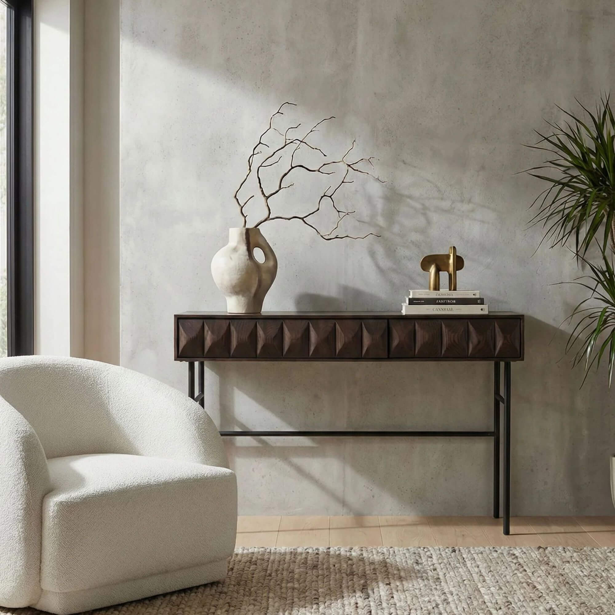 console latina 117 cm en chêne espresso – pieds métal noir 2 console latina 117 cm en chêne espresso – pieds métal noir – image 2