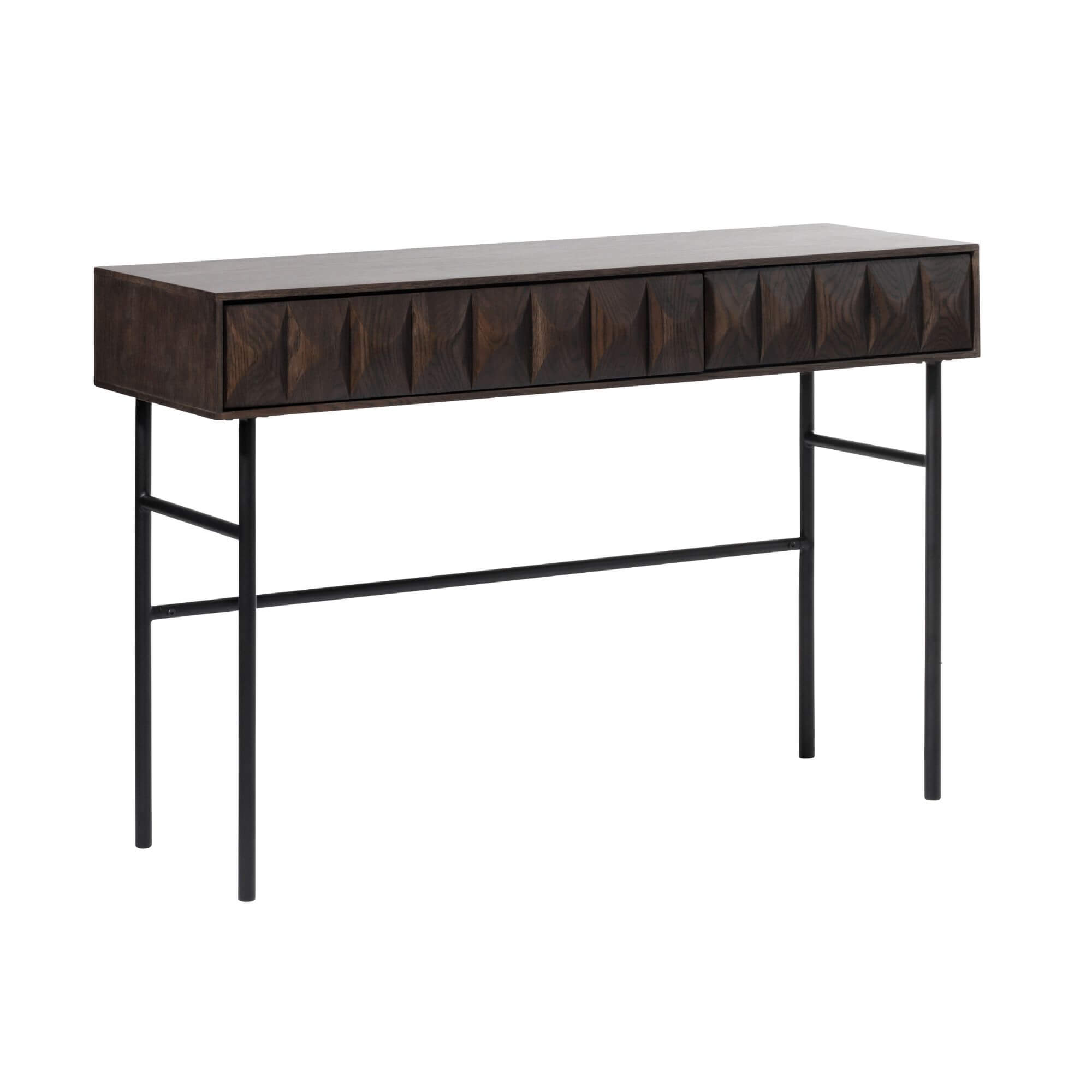 console latina 117 cm en chêne espresso – pieds métal noir 3 console latina 117 cm en chêne espresso – pieds métal noir – image 3