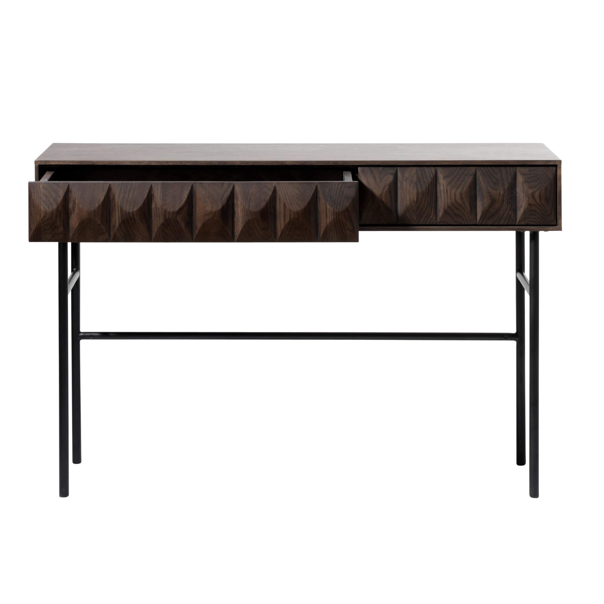 console latina 117 cm en chêne espresso – pieds métal noir 4 console latina 117 cm en chêne espresso – pieds métal noir – image 4