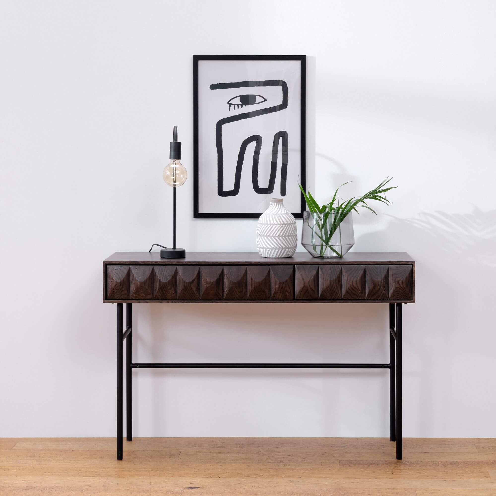 console latina 117 cm en chêne espresso – pieds métal noir 5 console latina 117 cm en chêne espresso – pieds métal noir – image 5