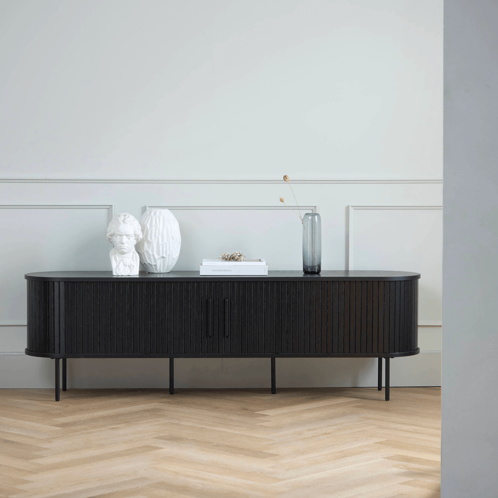 meuble tv nola – chêne noir & métal 180 cm 2 meuble tv nola – chêne noir & métal 180 cm – image 2
